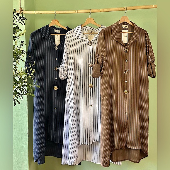 Dresses & Skirts - Striped Button-Up Shirt Dress